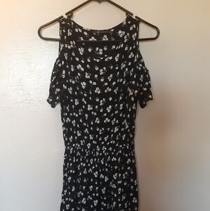 La Chapelle Cold Shoulder Black Floral Dress